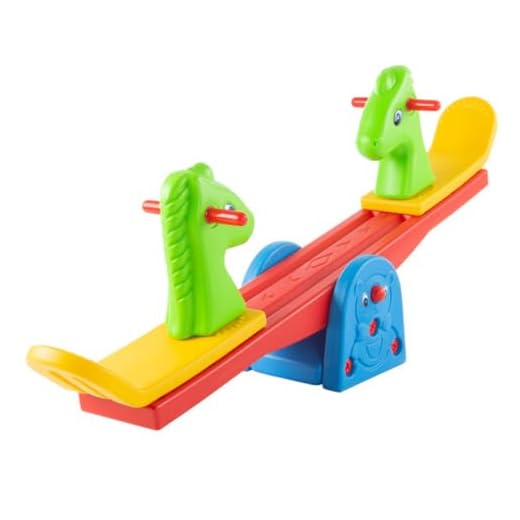 Hey! Play! Seesaw – Teeter Totter Backyard or Playroom Equipment with Easy-Grip Handles for Toddlers and Children – Indoor or Outdoor Rocker Toy