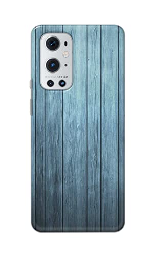 Image of Printed Hard Back Cover Case for OnePlus 9 Pro Back Cover (Wooden Blue) -702