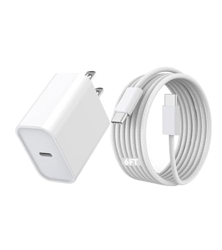 Image of iPhone 17 16 Charger Fast Charging,Apple iPhone USB C Fast Charger Block,6FT Type C USB C to C Woven Cable Cord for iPhone 17e /17 /17 Pro Max /17 Pro /Air /16 Pro Max /16 Pro /15 Pro Max,iPad Pro /Air /Mini