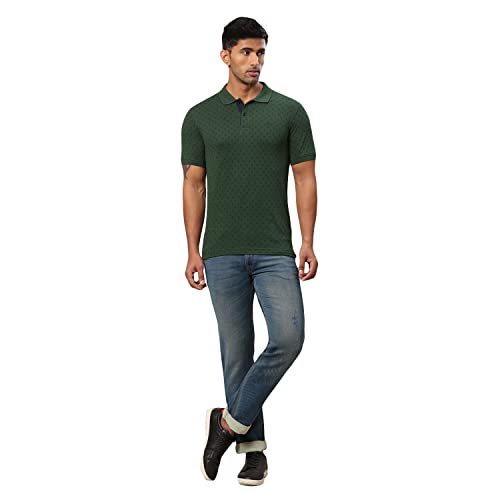 Image of Raymond Men's Pure Cotton Print Pattern Modern Fit Polo Collar Polo Neck Half Sleeve Casual T-Shirt