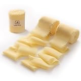 DORIS HOME Yellow Chiffon Ribbon for Flower Bouquet, 2" x21Yd Fabric Ribbon for Gift Wrapping, Handmade Frayed Ribbon for Wedding/Christmas Decorations