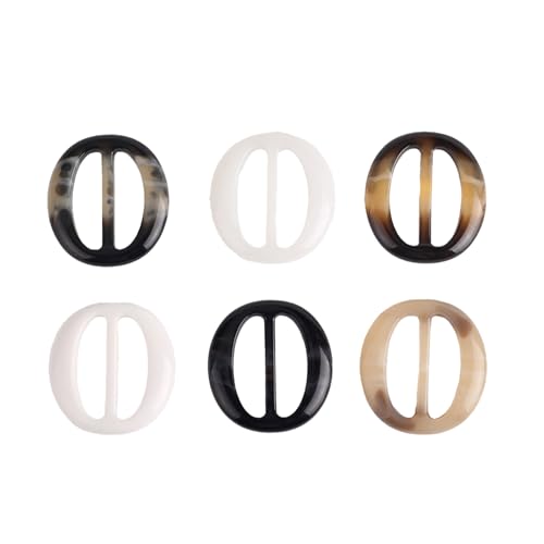 CBMZHF 6 piezas, hebilla ovalada para cinturón, hebilla para bufanda, nudo de esquina de ropa estilo japonés en blanco y negro, decoración de hebilla para camiseta