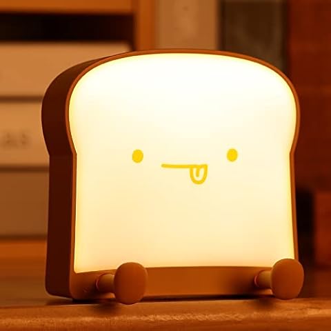 Night Lights for Kids, Toast Bread Night Lamp with Phone Holder Function, USB Rechargeable and Timer, Portable Lamp for Baby Room, Eye Caring Bed Lamp Birthday Gifts for Teen Teenager Children Cover