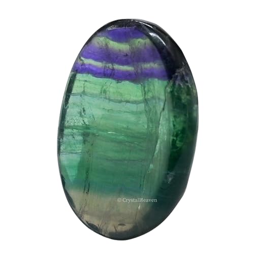 Image of Certified Fluorite Crystal Thumb Worry Pebbles Stones for Anxiety Stress Relief Massage - AAA Grade Original Healing Gemstone Agate Rubbing Stone for Yoga Meditation Spiritual Reiki Feng Shui