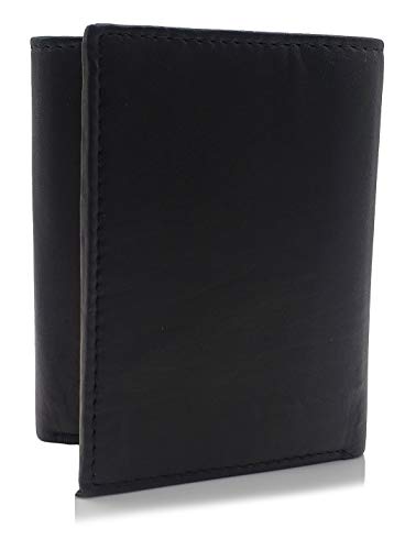 AG Wallets Real Leather Wallets for Men RFID Blocking Slim Trifold Wallet with Card Slots and Removable Inserts… (Black)