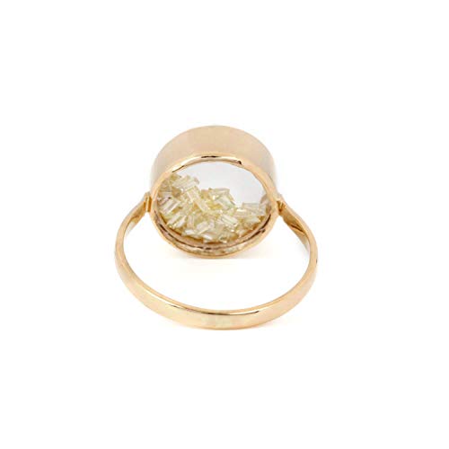 14K Solid Yellow Gold 0.80 Ct. Baguette Diamonds 6.80 Ct. Natural Crystal Quartz Shaker Ring Fine Jewelry #TOP5