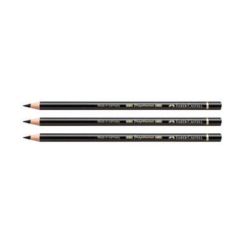 FABER-CASTELL - Lote de 3 lápices de colores Polycroms (3,8 mm), color negro