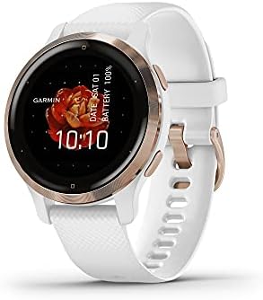 Garmin Venu 2S, Smaller-sized GPS Smartwatch with Advanced Health Monitoring and Fitness Features, Rose Gold Bezel with White Case and Silicone Band