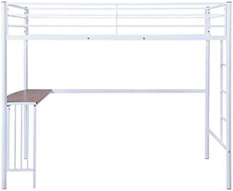 Desk with Shelves Desk with Shelves Twin Metal Bunk Bed with Desk, Ladder and Guardrails, Loft Bed for Kids, Toddlers, Boys and Girls Bedroom, White Study Desk with Storage