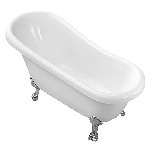 61 In Clawfoot Freestanding Bathtub-Pure White, Antique Soaking Oval Slipper Bathtub, Gracefully Shaped Tub With Chrome Brass Drain And Claw Feet For Bathroom, Acrylic, Cupc Certified (Pw-1912) #TOP2