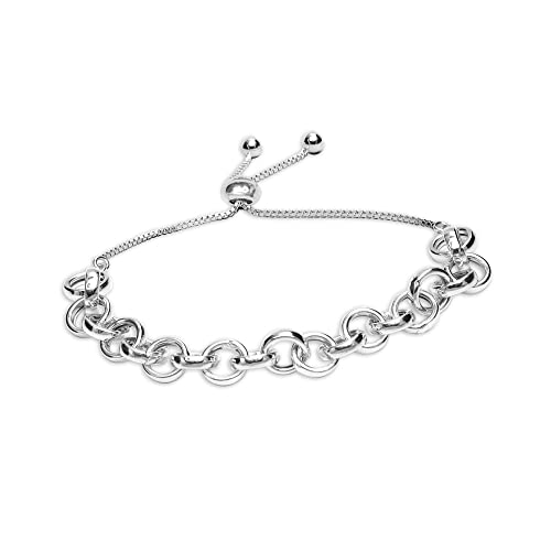 Charmsy 925 Sterling Silver Sliding Bolo Bracelet for Women | Women's Italian Handmade Adjustable Bolo Bead Ball Slider Bracelet