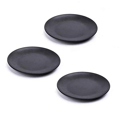 Mbb Set Of 3 Black 6 Inch Melamine Ware Dinner Plates Appetizer Dishes Dinnerware #TOP27