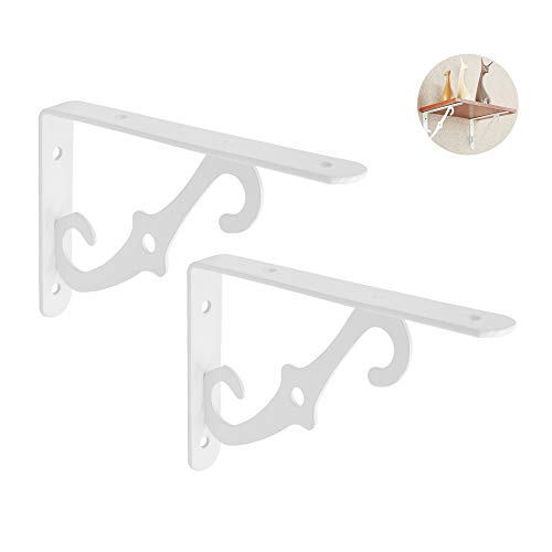 GMF Soporte De Estanteria Escuadra Hierro, Escuadras para Estanterias 30 Cm, Soportes para Estantes Blanco, 2 Piezas Soporte De Angulo Recto - con Tornillos - 2 Tamaños