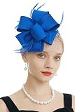 Myjoyday Women's Fascinators Hat for Tea Party Church Cocktail, Feathers Veil Headband with Hair Cli