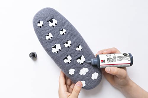 Marabu 17220106078 - Sock Stop, 90 ml, grau, gummiartige Antirutsch-Farbe auf Wasserbasis, für Textilien zum sicheren Halt auf glatten Böden, einfache Anwendung aus der Flasche