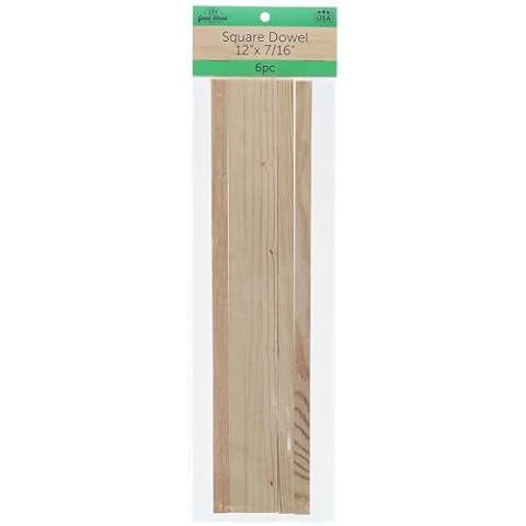 Good Wood by Leisure Arts - Square Dowel, 12"x7/16" Green 6pc, Pine Wood, Pine Wood Strips, Pine Wood Sticks, Hobby Wood, Wood Pieces for Crafting, Square Dowels Cover