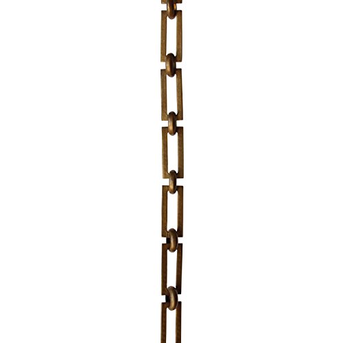 Image of RCH Hardware CH-18-AB Decorative Solid Brass Chain for Hanging, Lighting - Rectangles with Greek Key Design & Unwelded Links (1 Foot)