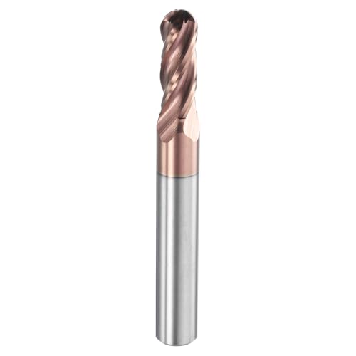 Image of HARFINGTON Ball Nose End Mill 4 Flute 17 /64 inch Diameter 5 /16 inch Shank Tungsten Carbide Uncoated Spiral CNC Router Bits 3 /4 inch Cutting Length Single End Ball for Carving Engraving Grinding
