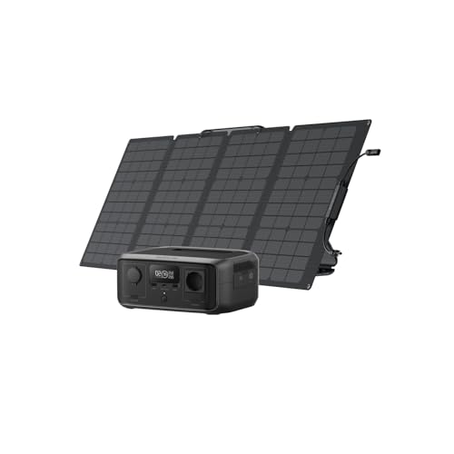 ECOFLOW RIVER 3 Tragbare Powerstation mit 110W Solarpanel, 245Wh LFP Batterie, bis zu 600W Leistung, GaN Effizienz verdoppelt die Laufzeit,