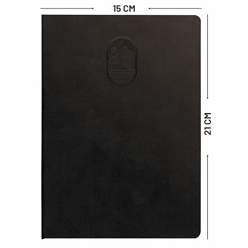 Image of Anupam Hexy A5 Unruled, Notebook | 192 Pages, 80 GSM Plain Journal | Leather Textured PU | 2026 Office Notebook -for journaling, writing, Note Taking, Diary for women and men (Black)