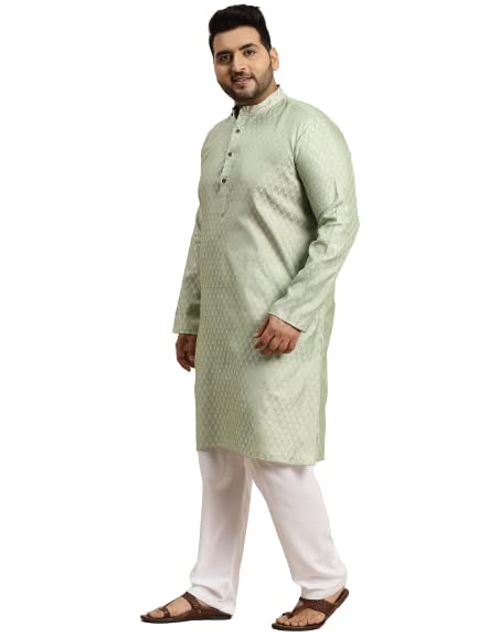 Sojanya Plus Men's Jacquard Silk Maroon Self design Kurta & Off-White Churidar Pyjama Set4