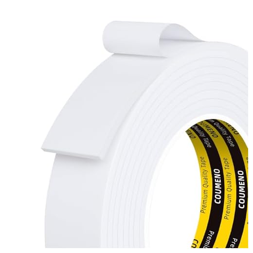 COUMENO Weiß Schaumstoff Klebeband, 25mm x 3m, 3 mm dick, Moosgummi Selbstklebend, Einseitiges Dichtungsband für Türen/Fenster & Gegen Kalte Zugluft/Anti-Kollision/Schalldichter/Staubdicht