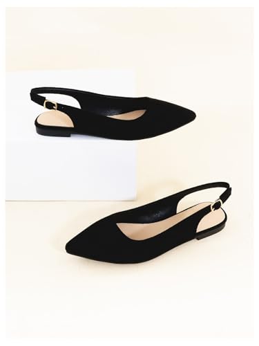 Floerns Women's Pointed Toe Slingback Flat Faux Suede Dress Flat Slip on Flat3