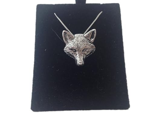 Pendentif Tête de Renard Collier Quotidien Argent 925 Authentique Chaîne de 40.6 cm