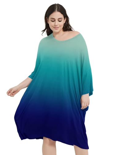 Image of KFUBUO Plus Size Nightgowns for Women Oversized Sleep Tshirts Dress Short Sleeves Sleepwear With Pocket Fit S-5XL