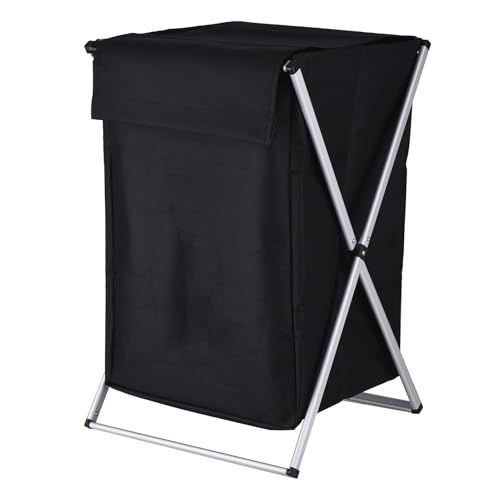 Panier à linge noir pliable pour optimiser l'espace, coffre de rangement 58 cm - 2