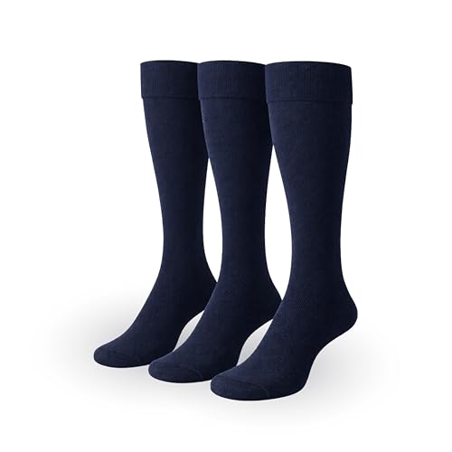 Chaussettes scolaires hautes bleu marine en coton lot de 3 paires taille 36-39
