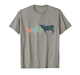 mucca mamma & papà silhouette - bestiame vintage texas longhorn maglietta