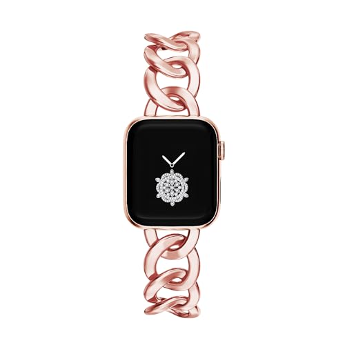 Kolgios 38/40/41mm Rosegold Women Cool Chain SmartWatch Bands Compatible for Apple Watch Series 9/8/7/6/SE/5 Stylish Replacement Adjustable Bracelet for Iwatch 9/8/7 Gift for her