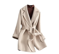Amazon.com: Yeuyyben Women's Winter Cashmere Coat Wool Belt