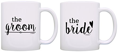 Bridal Shower Gifts Bride and Groom Wedding Gift Ideas 2 Pack Gift Coffee Mugs Tea Cups White