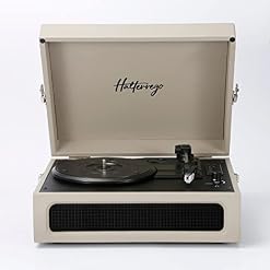 Platine Vinyle Halterrego avec HP intégrés, RMS 2 * 2.5W, 3 Vitesses, RCA Out, Aux in, Prise Casque, Lect et Engist USB, BT Out, Adaptateur Inclus, Gris Clair - Les Beatles, Paul McCartney, John Lennon, RIngo Starr, George Harrison