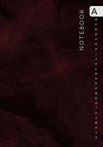 Notebook: A5 Lined-Journal Organizer Medium With A-Z Alphabetical Tabs Printed | Minimal Design Marble Red Black