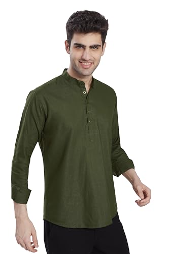 Image of DIVISIVE Men's Slim Fit Full Sleeves Cotton Short Kurta