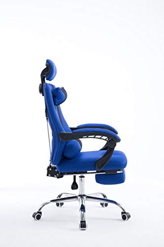 Poltrona Ufficio Fellow In Stoffa A Rete I Sedia Studio Reclinabile Con Doppio Cuscino I Poltrona Gaming, Colore:blu - Sedia gaming - Immagine 8