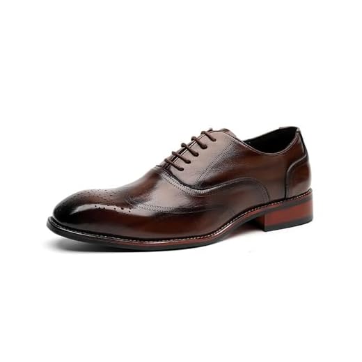 Sapato social masculino Brogue Oxford – Sapatos formais de couro vintage estilo britânico para negócios e casamentos, Marrom, 40