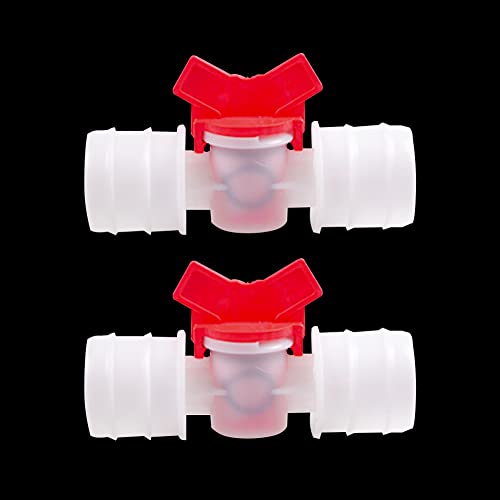 Quickun Válvula de bola de púas de riego por goteo de 1 pulgada para manguera de riego por goteo, tubo de manguera de acuario, 2 unidades Cover