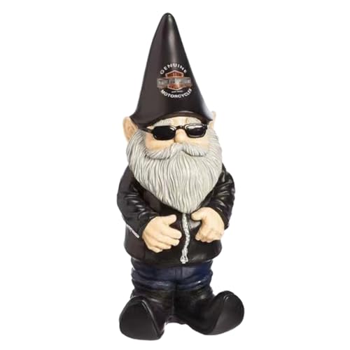 Fuwraixis Statua di nano da giardino, scultura creativa di motociclista, retrò figura decorazione, decorazioni per balconi e cortili di case e uffici, Regali per uomo