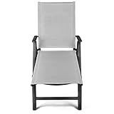 Vanage Sonnenliege in grau – Gartenliege mit 2 Rädern – Liegestuhl ist klappbar – Gartenmöbel – Strandliege aus Aluminium – Relaxliege für den Garten, Terrasse und Balkon - 4