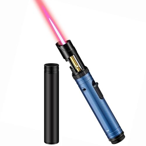 Multifunctional Long Lighter Retractable Length Refillable Butane Torch Lighters for Outdoor Camping and Travel Blue