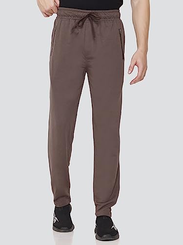 Image of Cotton Lowers for Men, Regular Fit, Zip Pocket, Night Pant, Joggers, Sports Trousers, Gym n Lounge Wear Track Pant for Boys Cambrige Brown XXL