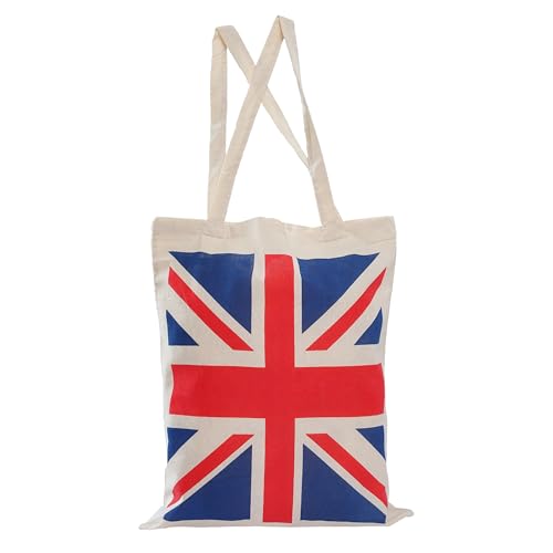 IMFAA Bolsas de compras reutilizables de lona, paquete de 10, 100% algodón, ideales para imprimir y bordar en varios colores, forro de algodón, lavable a máquina, unisex adultos, union jack, Large