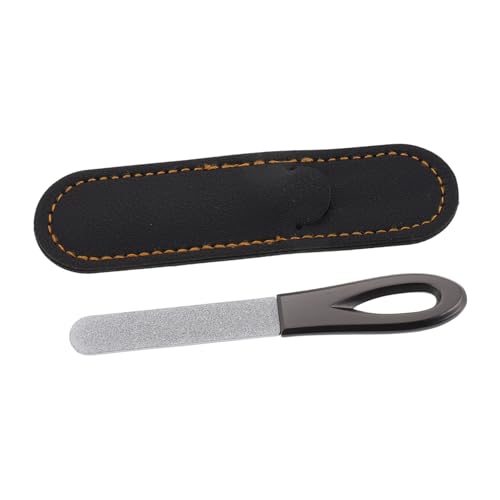 Gogogmee - ハンドル付きネイルファイルキット 両面ネイルバッファー 男性用 旅行用サイズ ステンレススチール Puケース