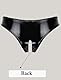Ausing Damen T-Back PU Leder Bikinislip Shorts Hipster Clubwear Ouvert Slip Schlüpfer Vorne Hinten Offen Schwarz L