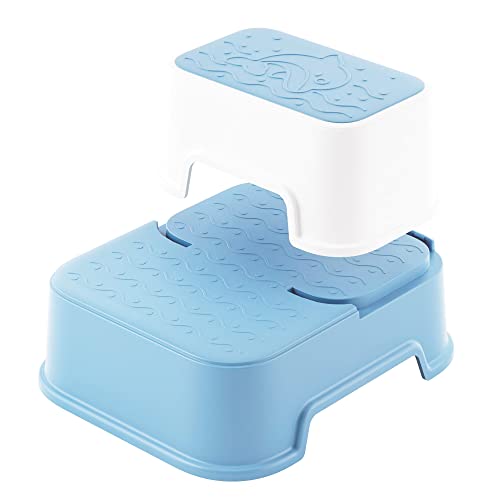 Image of Toddler Step Stool for Bathroom,Kids Step Stool for Potty Training,Toilet Stool, Slip Resistant (Blue, 2)