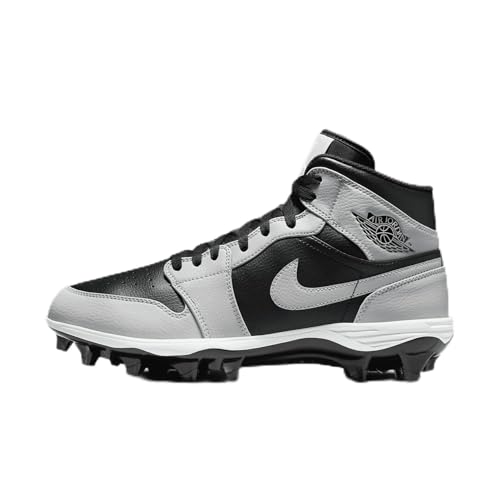 NIKE Jordan 1 Mid TD Men's Football Cleat (FJ6805-002, Black/Light Smoke Grey/Black/Light Smoke Grey) Size 11.5